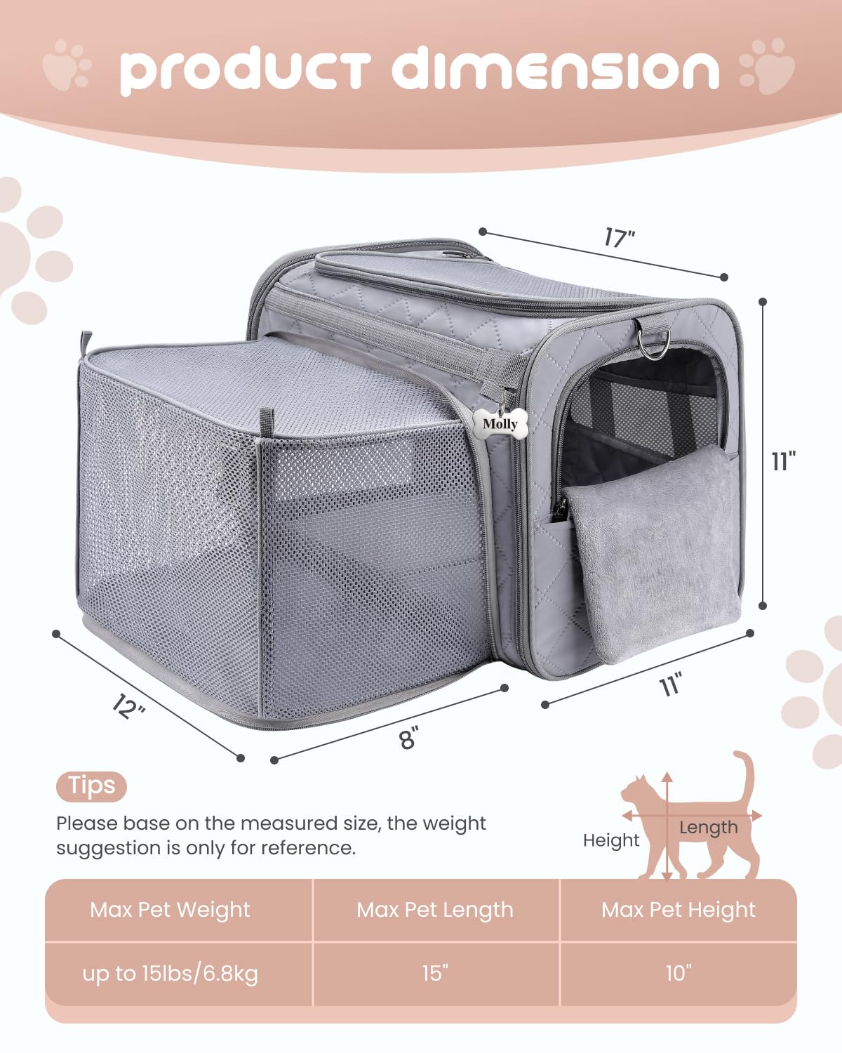 MIDOG Cat Carrier Soft for Small to Medium-Sized Cats,Up to 25 Lbs, TSA Airline Approved Soft Sided Pet Carrier
