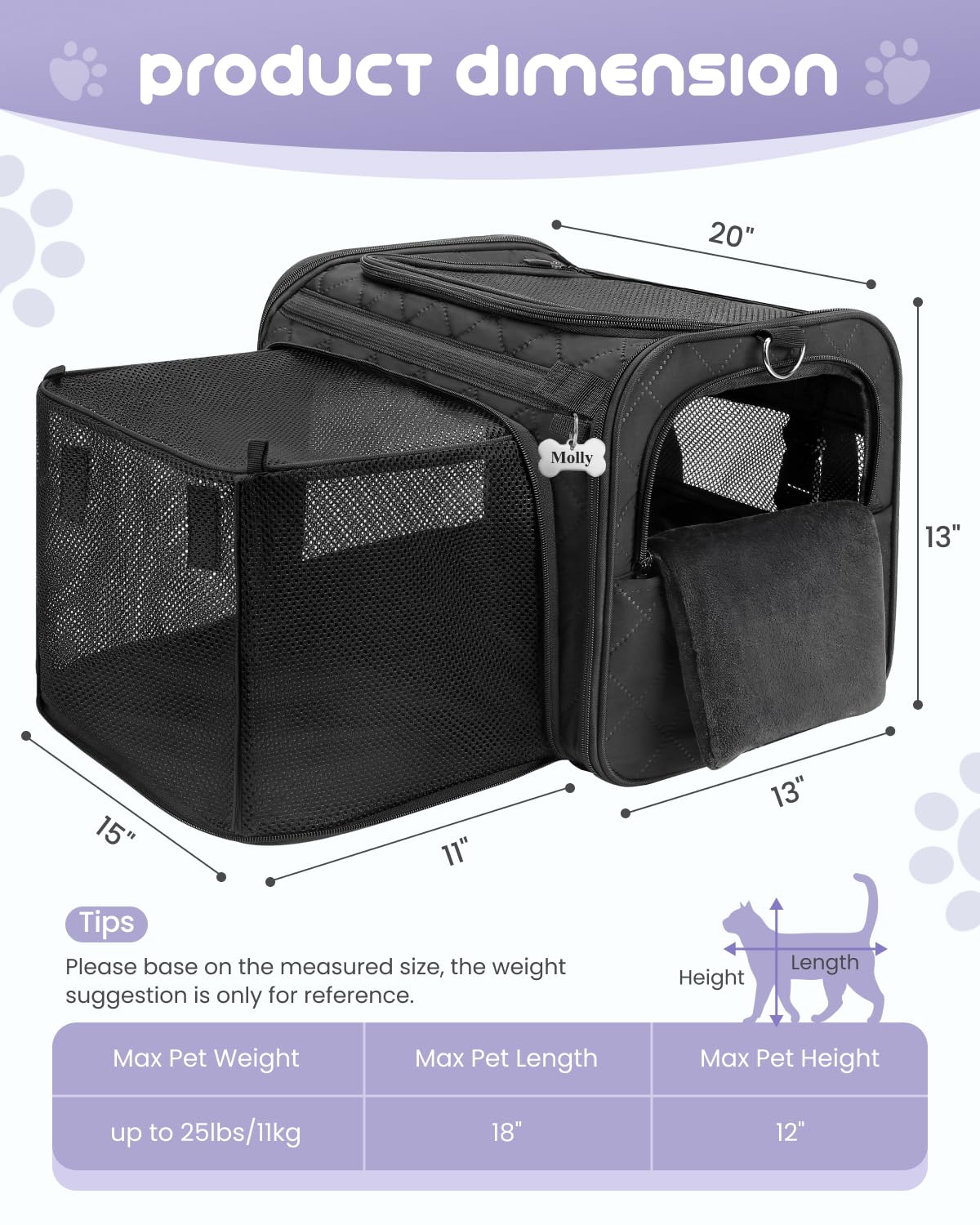 MIDOG Cat Carrier Soft for Small to Medium-Sized Cats,Up to 25 Lbs, TSA Airline Approved Soft Sided Pet Carrier