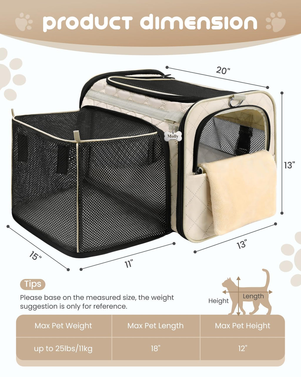 MIDOG Cat Carrier Soft for Small to Medium-Sized Cats,Up to 25 Lbs, TSA Airline Approved Soft Sided Pet Carrier