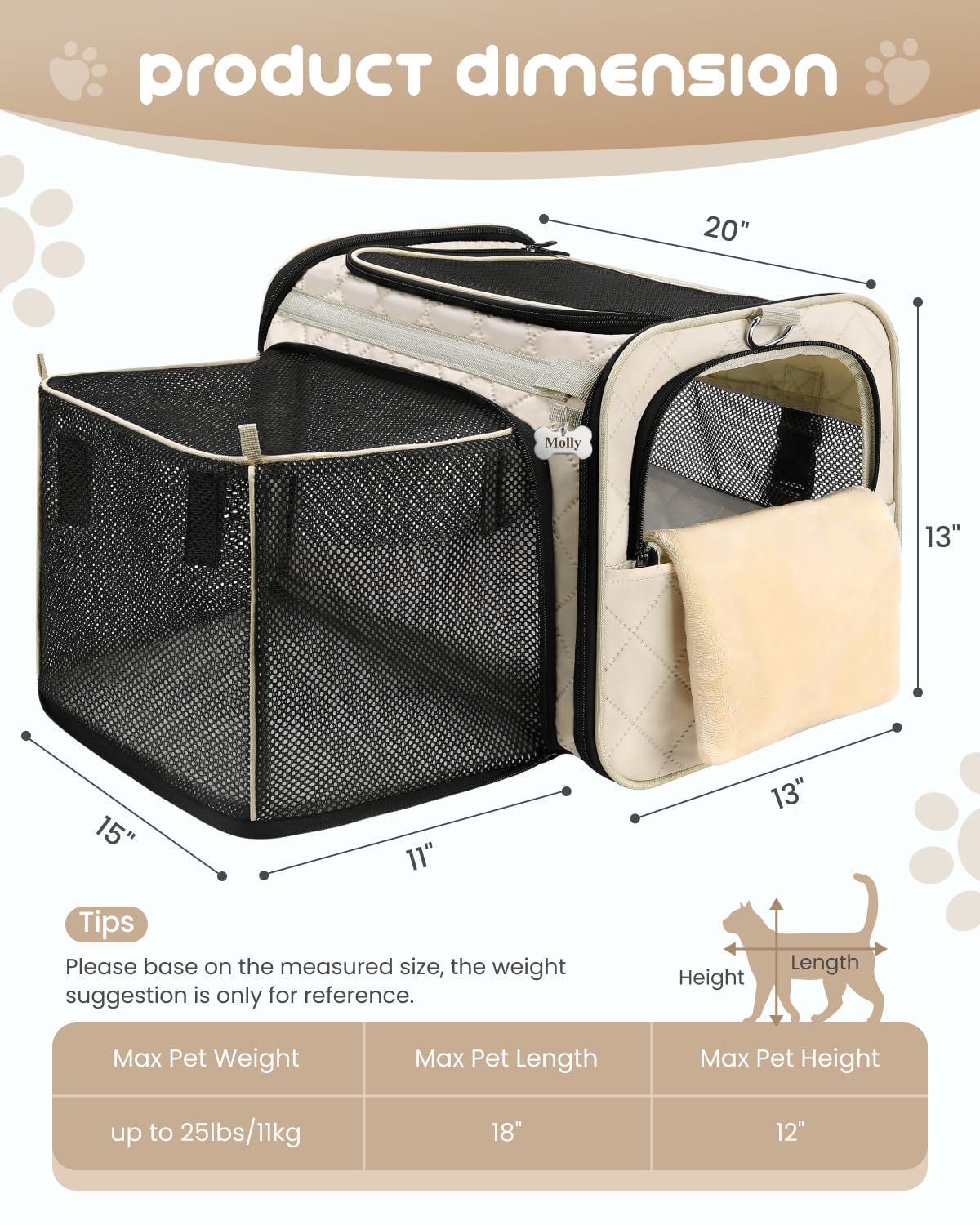 MIDOG Cat Carrier Soft for Small to Medium-Sized Cats,Up to 25 Lbs, TSA Airline Approved Soft Sided Pet Carrier