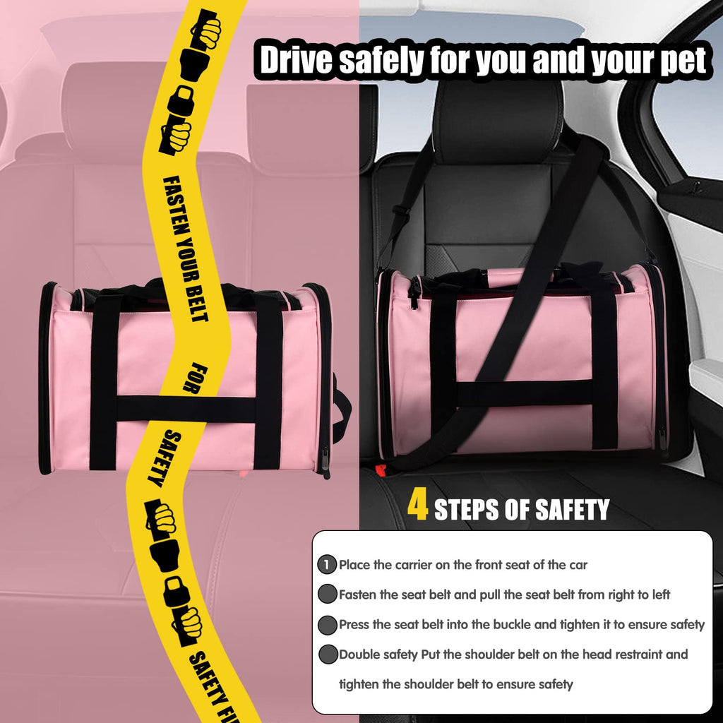 Cat Carrying Case Pet Dog Carrier Soft-Sided Cat Bag Airline Approved, Pet Travel Carrier Up to 15 Lbs, Collapsible Cats Carrier Dog Carrier for Medium Small Cats Dogs(17x11x11 Green)