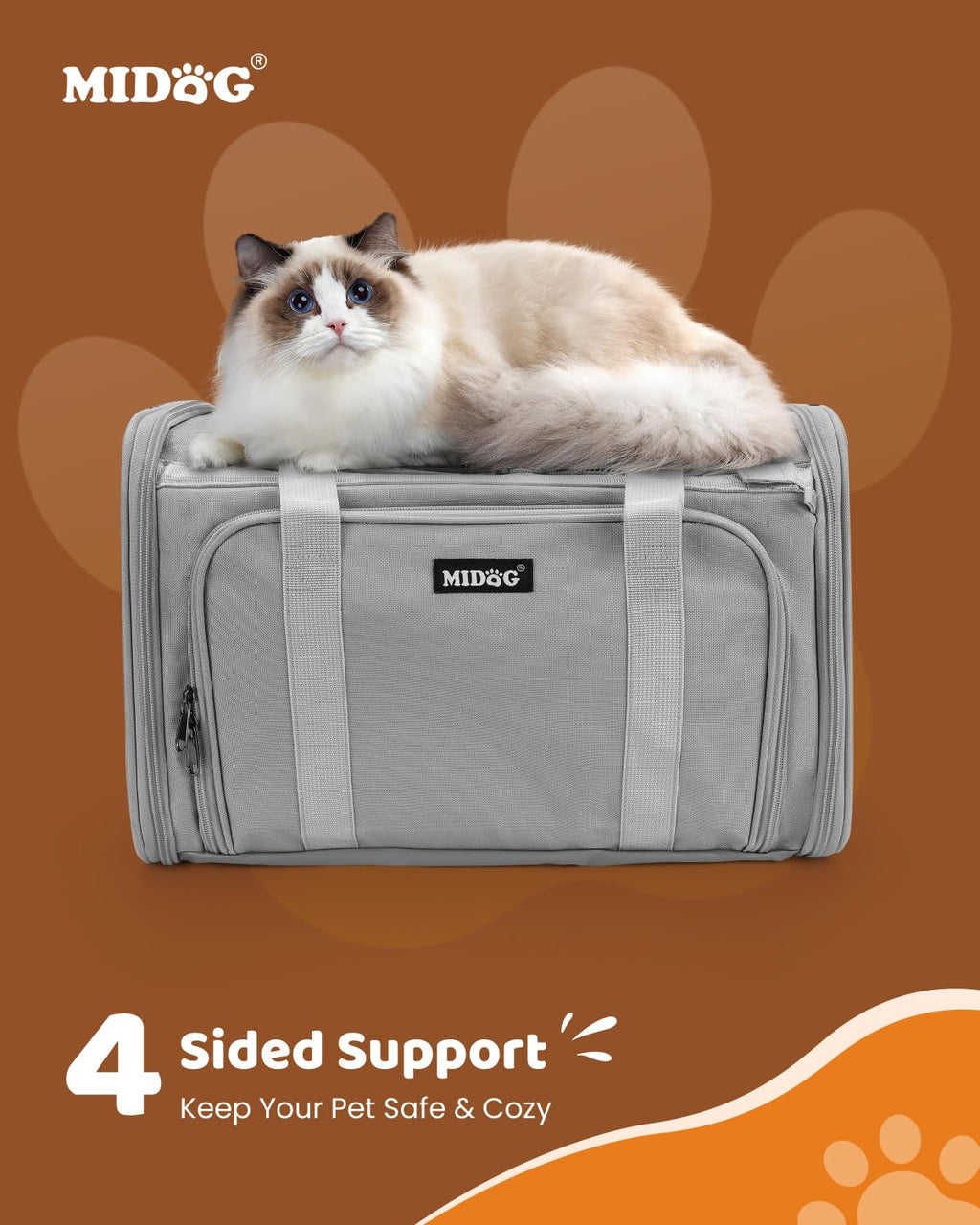 MIDOG Cat Carrier Soft for Small to Medium-Sized Cats,Up to 25 Lbs, TSA Airline Approved Soft Sided Pet Carrier