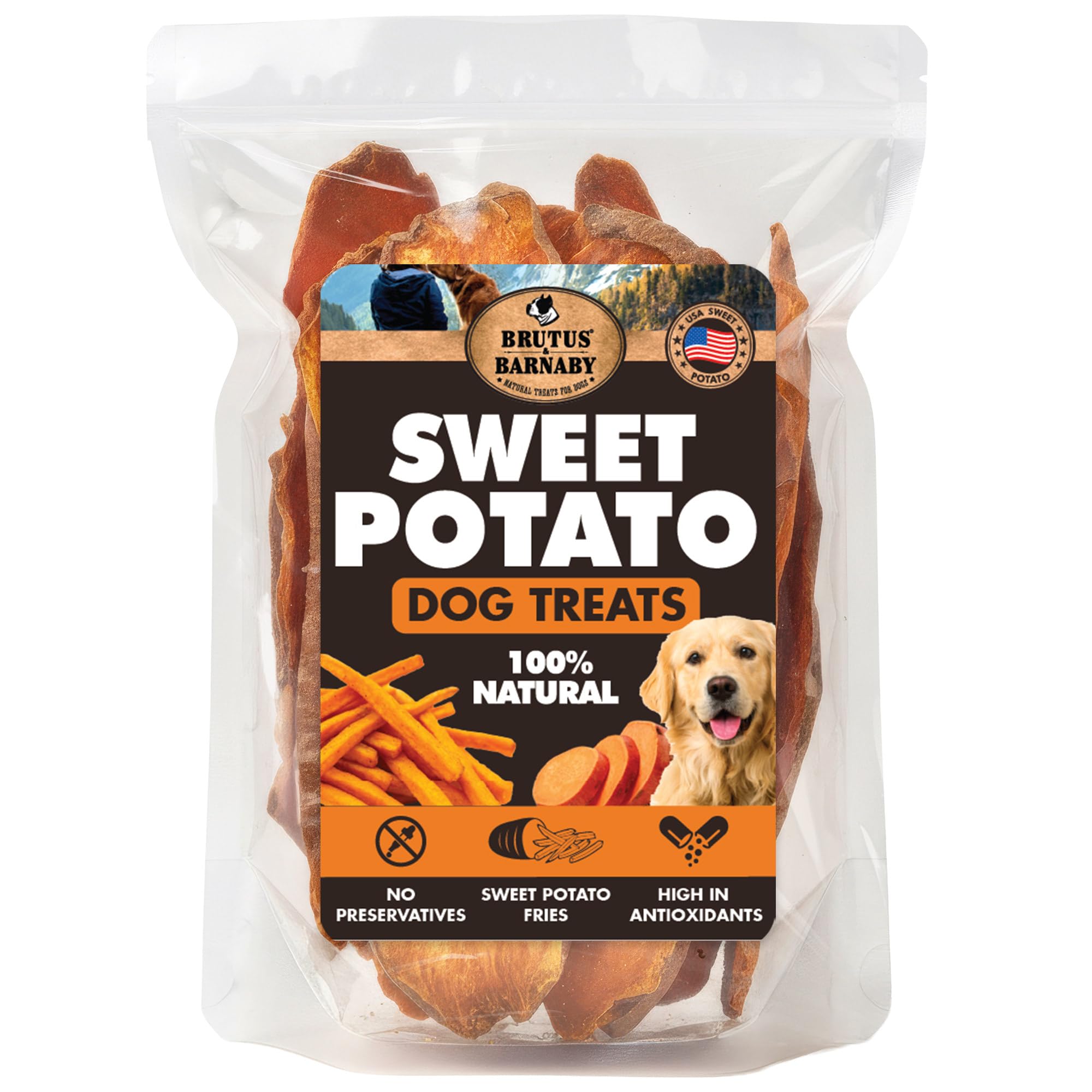 BRUTUS & BARNABY Sweet Potato Dog Treats – Support Sensitive Stomachs with USA-Grown, Hypoallergenic Treats that Smell as Good as They Taste