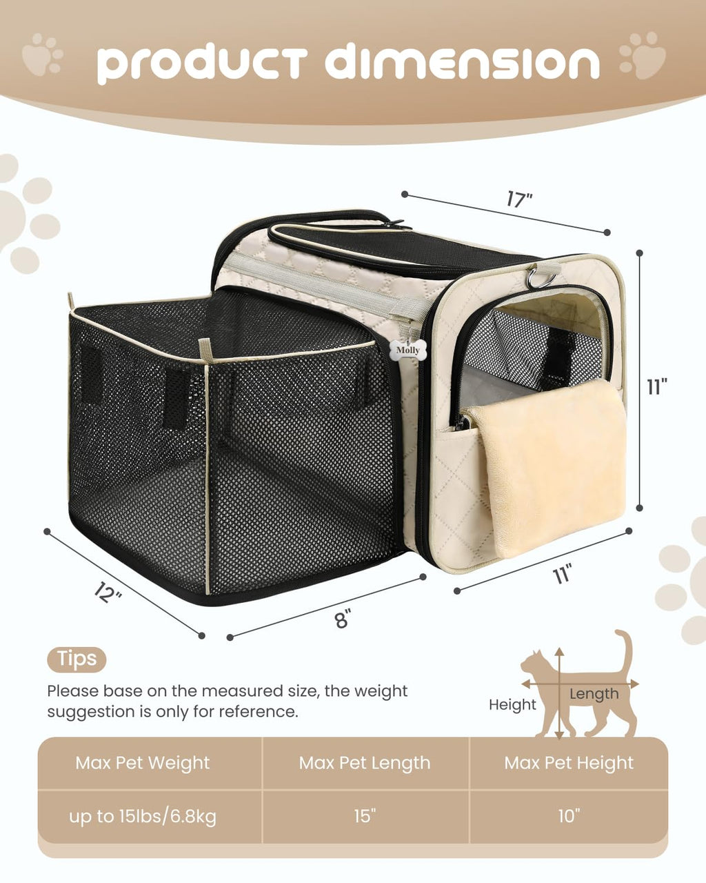 MIDOG Cat Carrier Soft for Small to Medium-Sized Cats,Up to 25 Lbs, TSA Airline Approved Soft Sided Pet Carrier