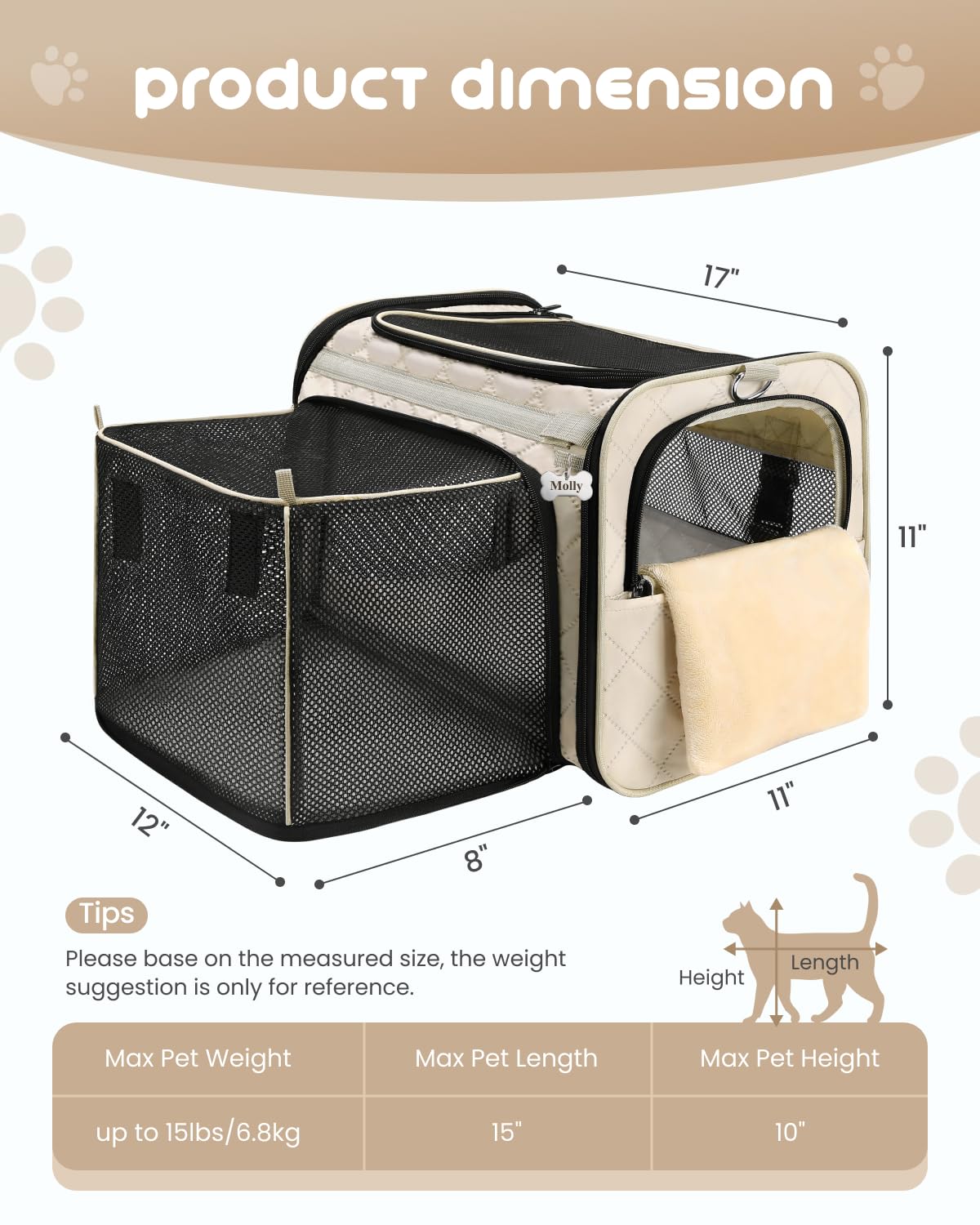 MIDOG Cat Carrier Soft for Small to Medium-Sized Cats,Up to 25 Lbs, TSA Airline Approved Soft Sided Pet Carrier