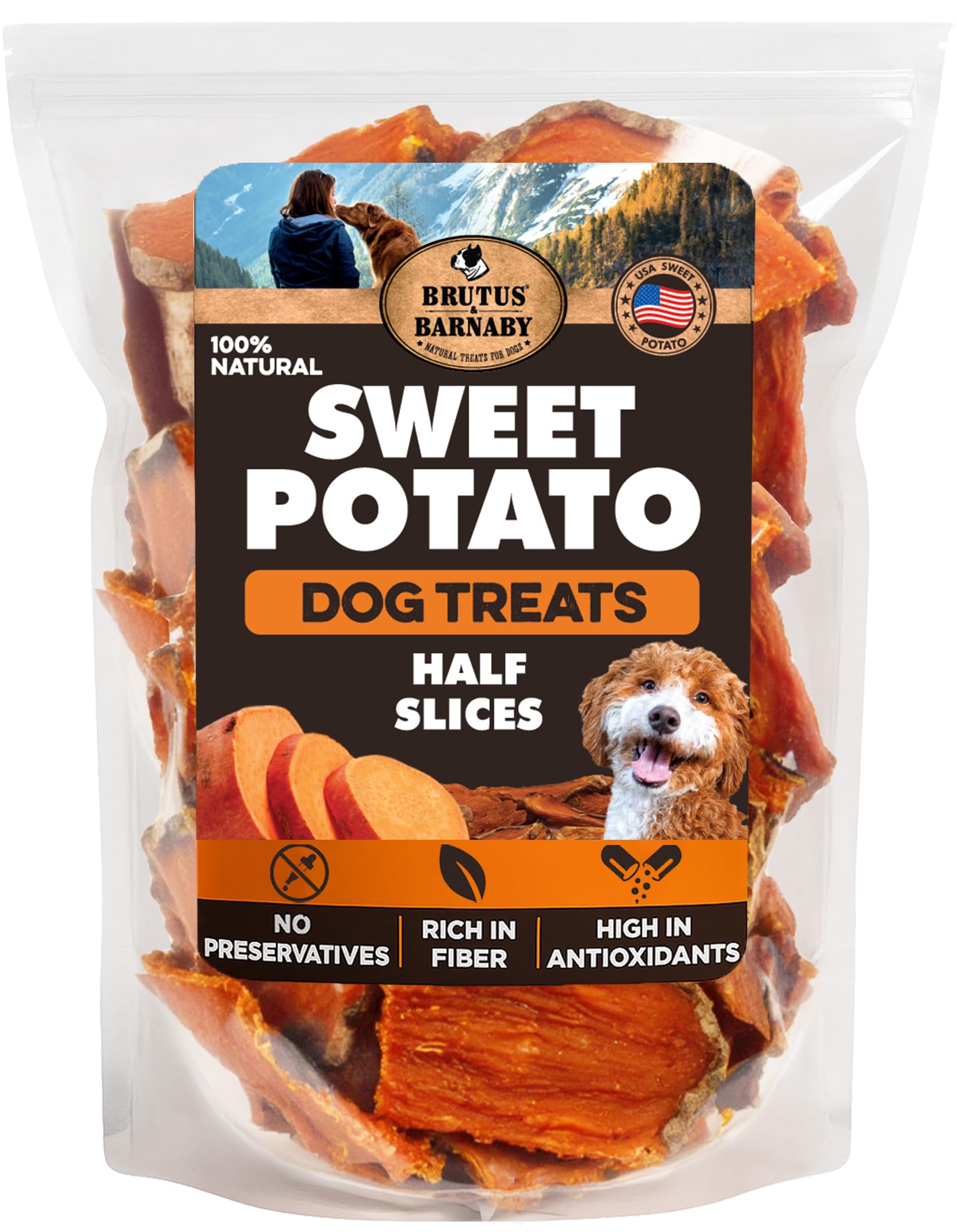 BRUTUS & BARNABY Sweet Potato Dog Treats – Support Sensitive Stomachs with USA-Grown, Hypoallergenic Treats that Smell as Good as They Taste