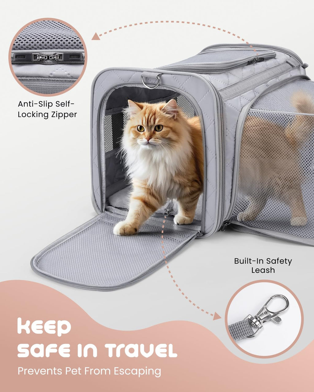 MIDOG Cat Carrier Soft for Small to Medium-Sized Cats,Up to 25 Lbs, TSA Airline Approved Soft Sided Pet Carrier