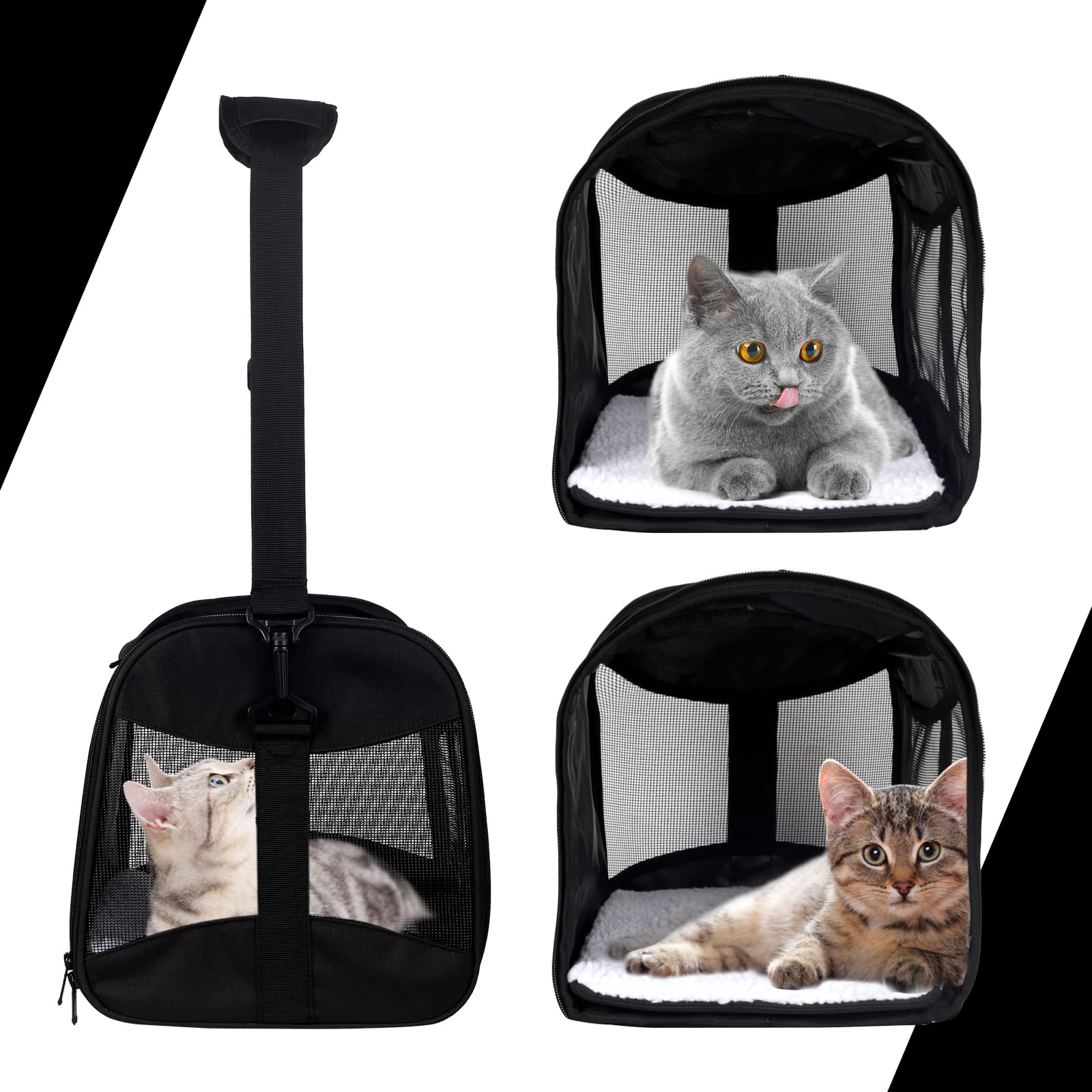 Cat Carrying Case Pet Dog Carrier Soft-Sided Cat Bag Airline Approved, Pet Travel Carrier Up to 15 Lbs, Collapsible Cats Carrier Dog Carrier for Medium Small Cats Dogs(17x11x11 Green)