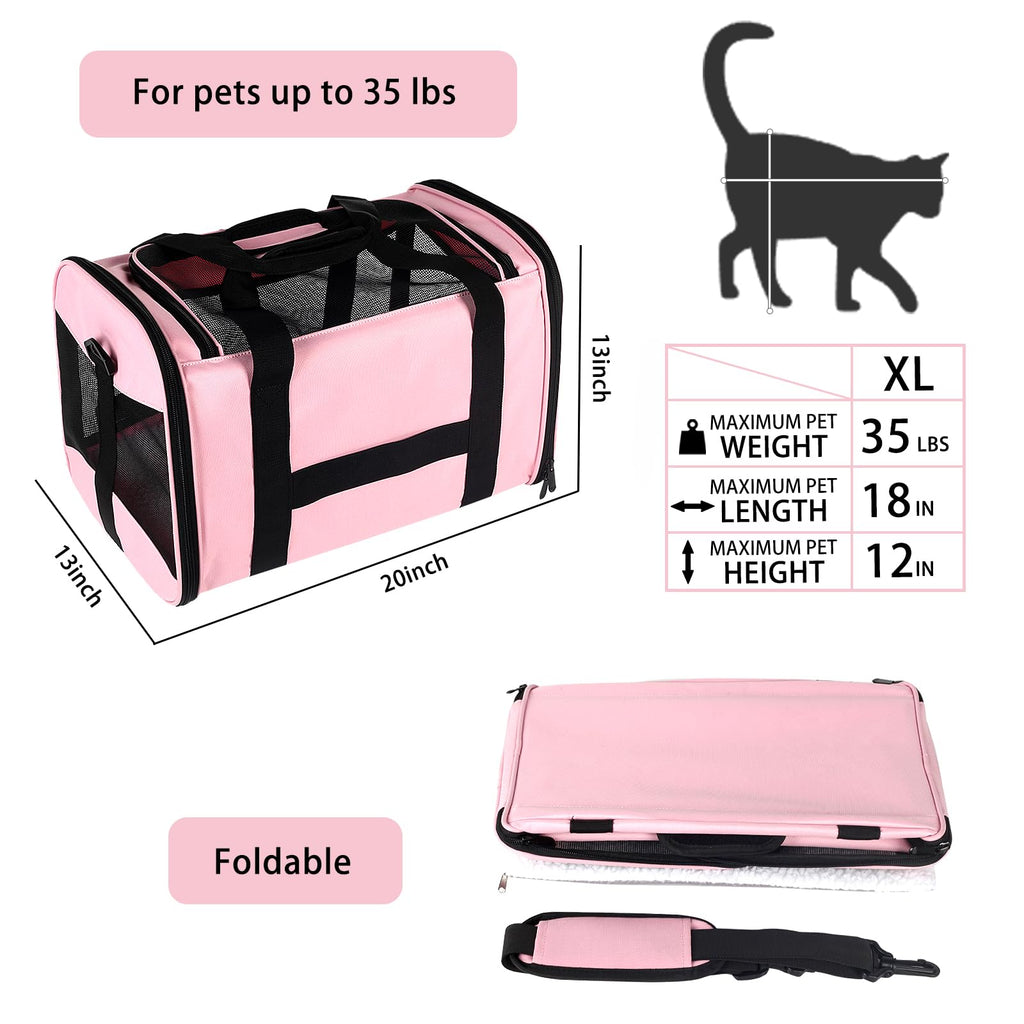 Cat Carrying Case Pet Dog Carrier Soft-Sided Cat Bag Airline Approved, Pet Travel Carrier Up to 15 Lbs, Collapsible Cats Carrier Dog Carrier for Medium Small Cats Dogs(17x11x11 Green)