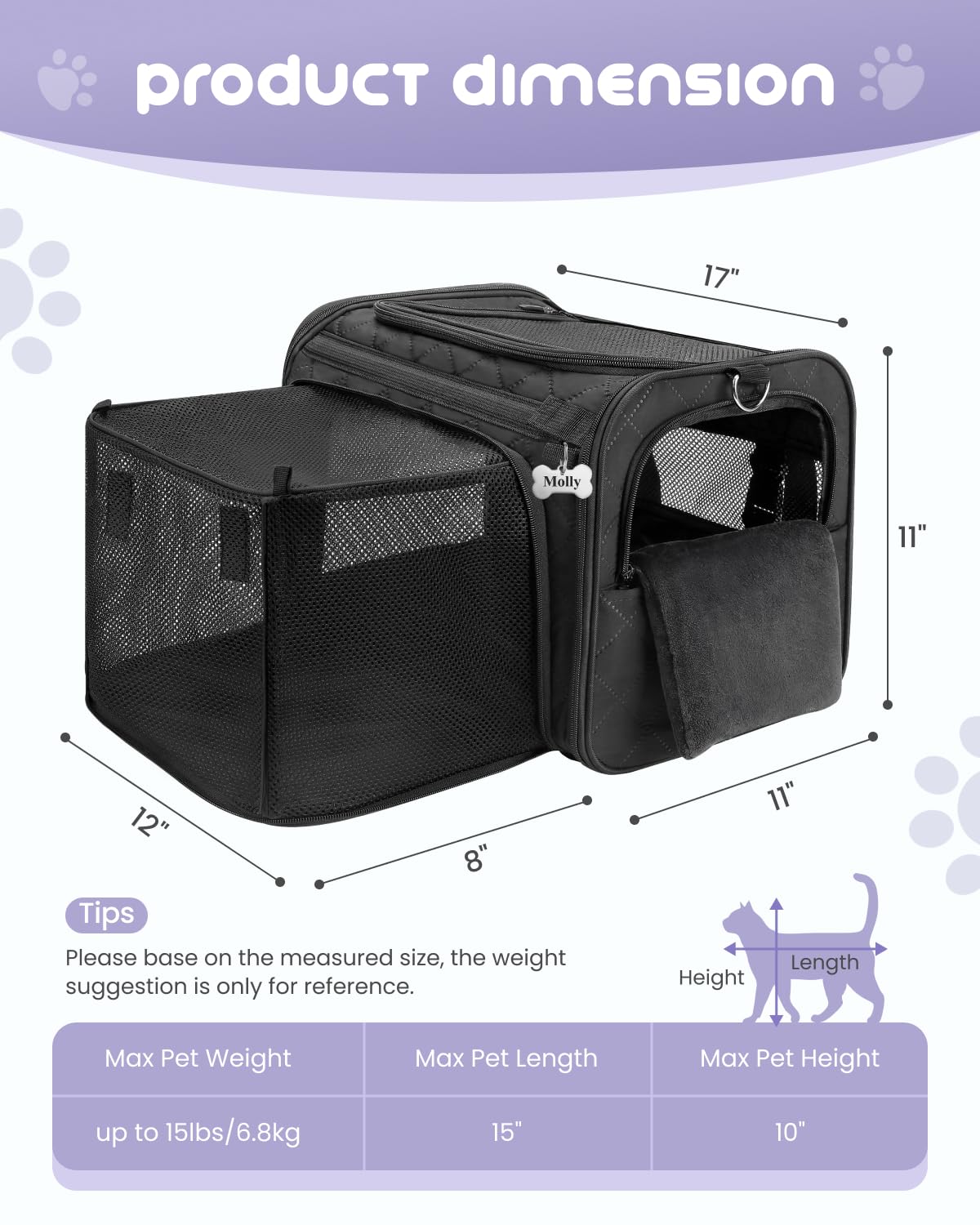 MIDOG Cat Carrier Soft for Small to Medium-Sized Cats,Up to 25 Lbs, TSA Airline Approved Soft Sided Pet Carrier
