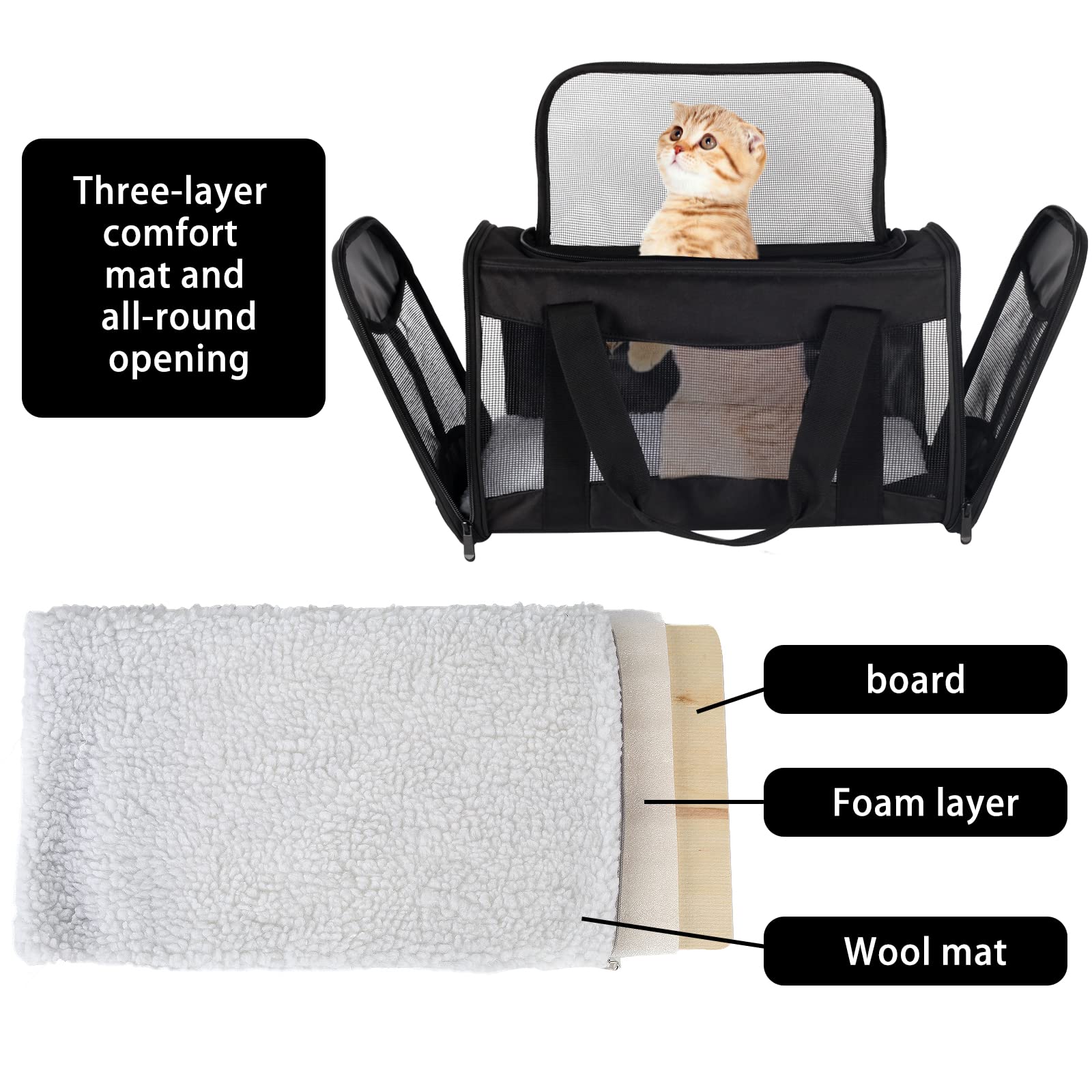 Cat Carrying Case Pet Dog Carrier Soft-Sided Cat Bag Airline Approved, Pet Travel Carrier Up to 15 Lbs, Collapsible Cats Carrier Dog Carrier for Medium Small Cats Dogs(17x11x11 Green)