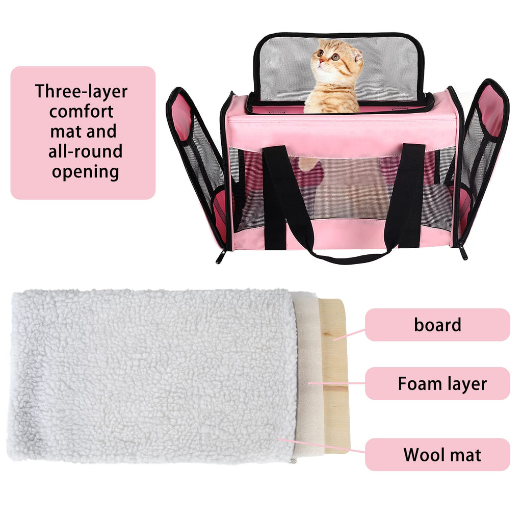 Cat Carrying Case Pet Dog Carrier Soft-Sided Cat Bag Airline Approved, Pet Travel Carrier Up to 15 Lbs, Collapsible Cats Carrier Dog Carrier for Medium Small Cats Dogs(17x11x11 Green)
