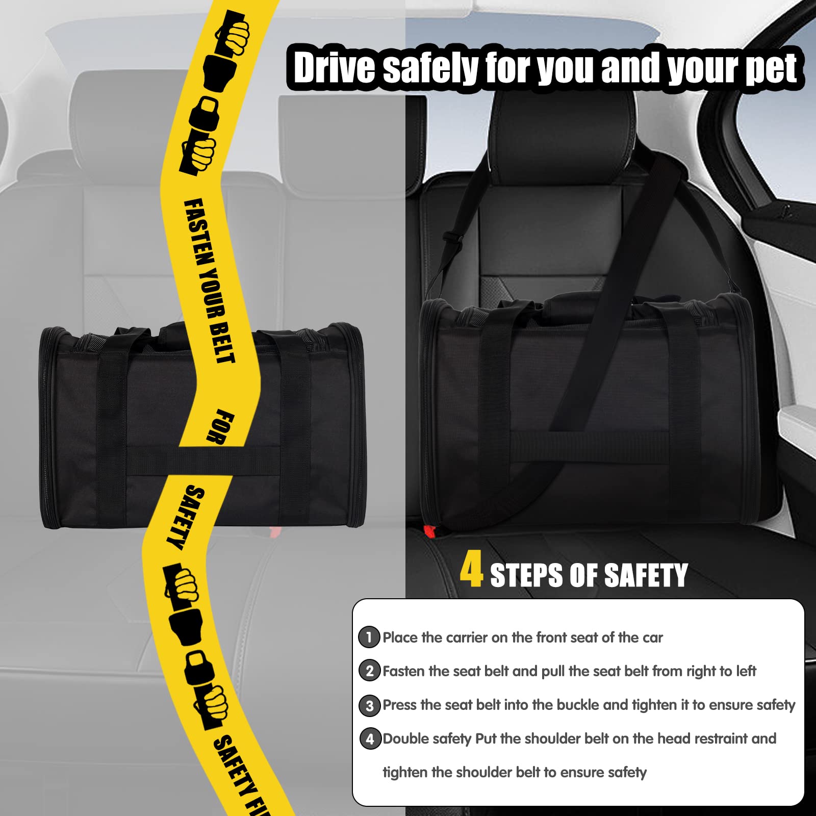 Cat Carrying Case Pet Dog Carrier Soft-Sided Cat Bag Airline Approved, Pet Travel Carrier Up to 15 Lbs, Collapsible Cats Carrier Dog Carrier for Medium Small Cats Dogs(17x11x11 Green)