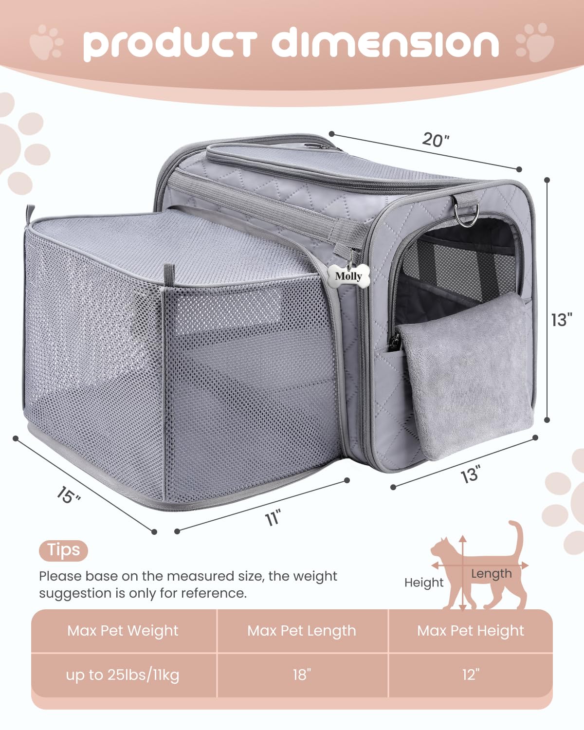 MIDOG Cat Carrier Soft for Small to Medium-Sized Cats,Up to 25 Lbs, TSA Airline Approved Soft Sided Pet Carrier