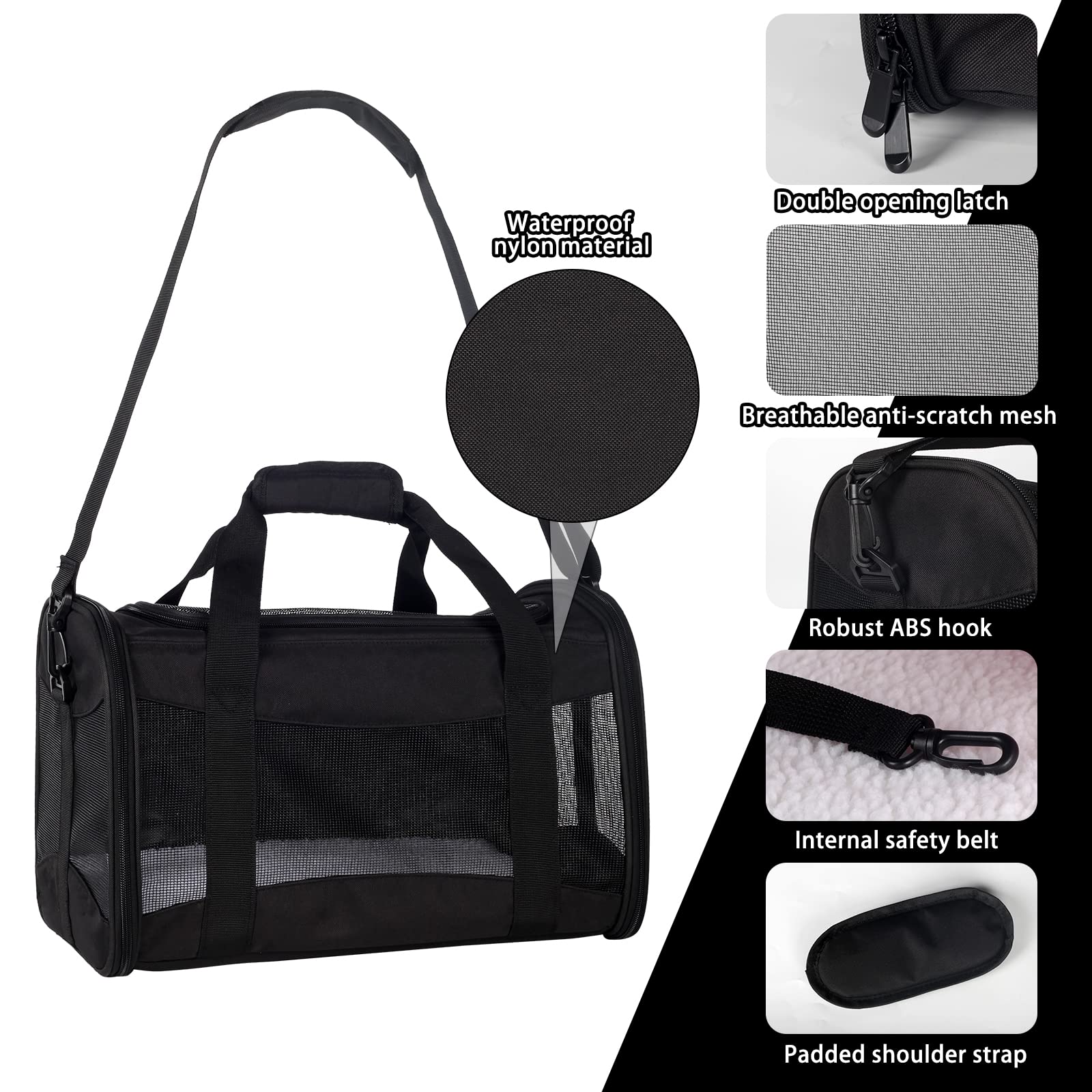 Cat Carrying Case Pet Dog Carrier Soft-Sided Cat Bag Airline Approved, Pet Travel Carrier Up to 15 Lbs, Collapsible Cats Carrier Dog Carrier for Medium Small Cats Dogs(17x11x11 Green)