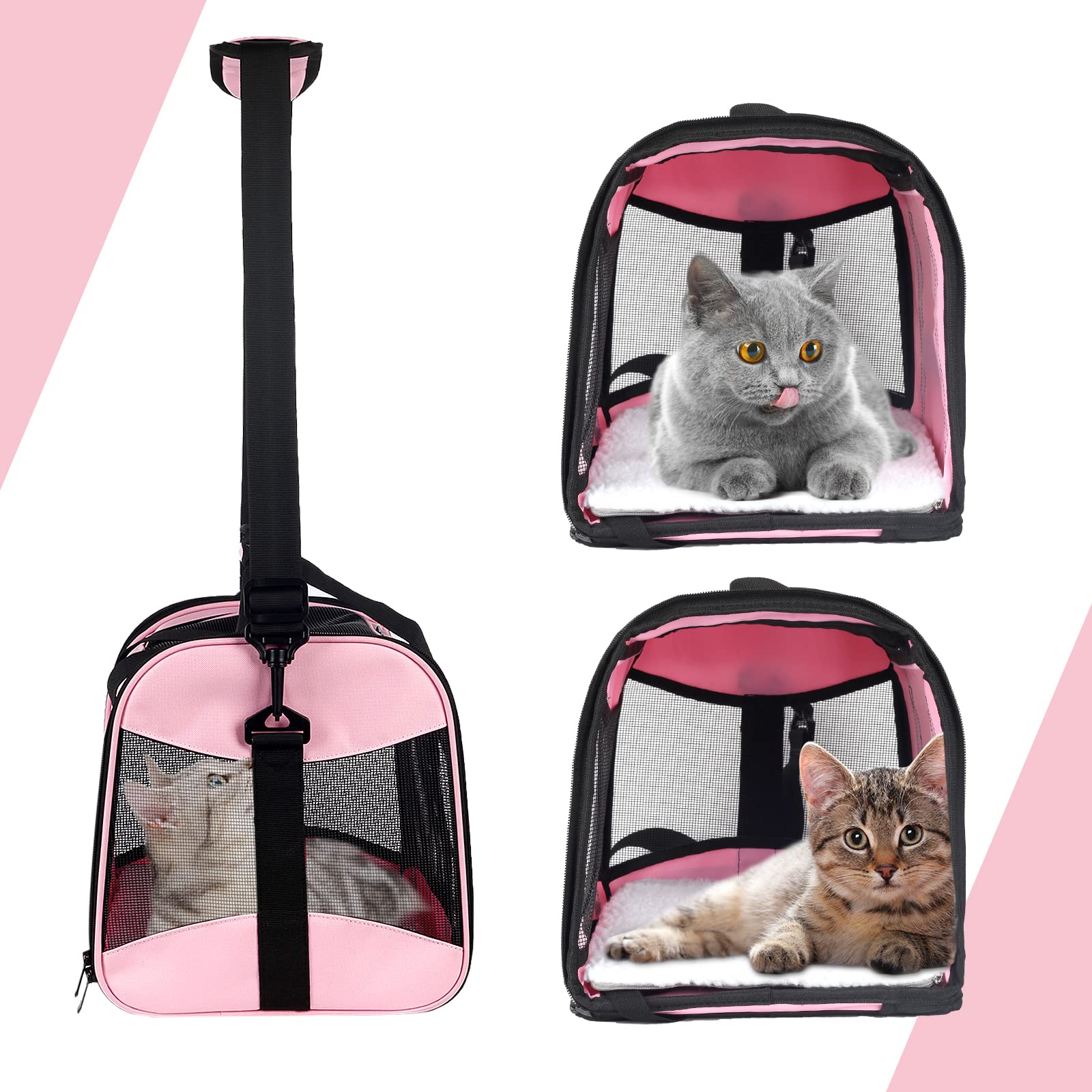 Cat Carrying Case Pet Dog Carrier Soft-Sided Cat Bag Airline Approved, Pet Travel Carrier Up to 15 Lbs, Collapsible Cats Carrier Dog Carrier for Medium Small Cats Dogs(17x11x11 Green)
