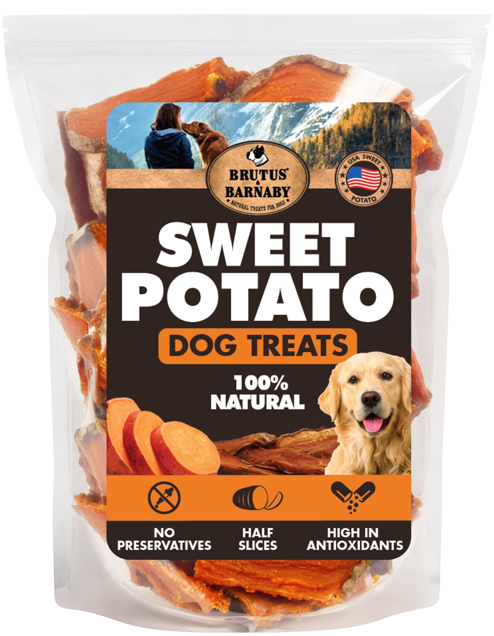 BRUTUS & BARNABY Sweet Potato Dog Treats – Support Sensitive Stomachs with USA-Grown, Hypoallergenic Treats that Smell as Good as They Taste