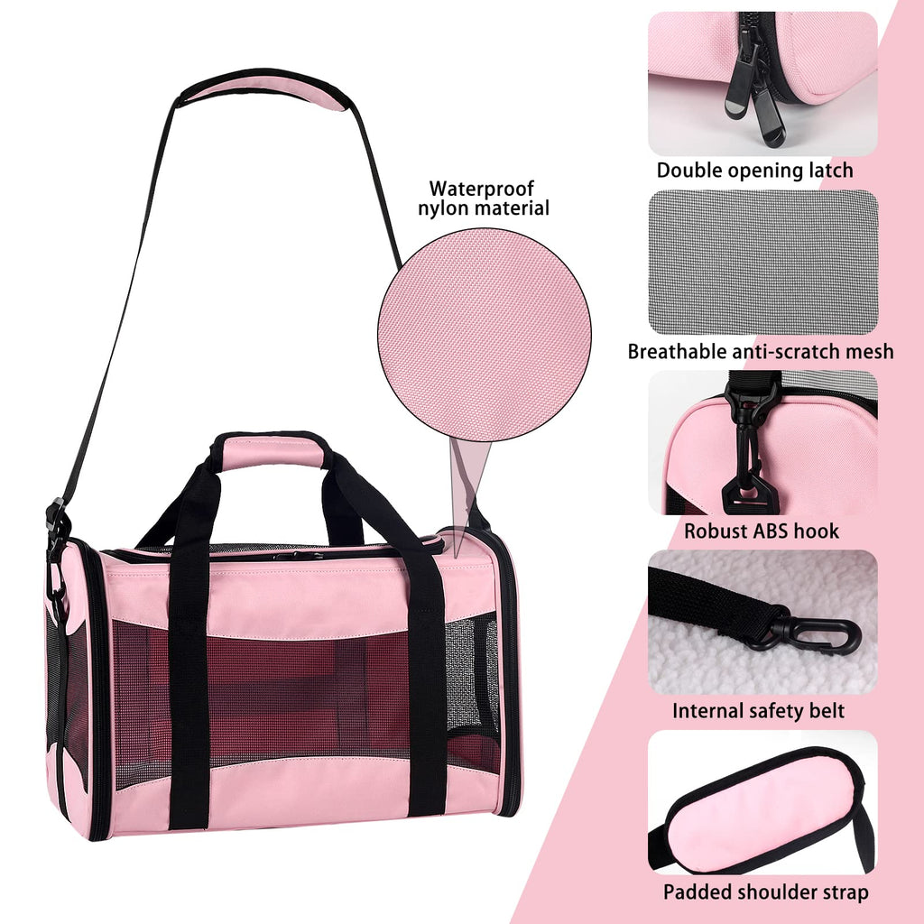 Cat Carrying Case Pet Dog Carrier Soft-Sided Cat Bag Airline Approved, Pet Travel Carrier Up to 15 Lbs, Collapsible Cats Carrier Dog Carrier for Medium Small Cats Dogs(17x11x11 Green)