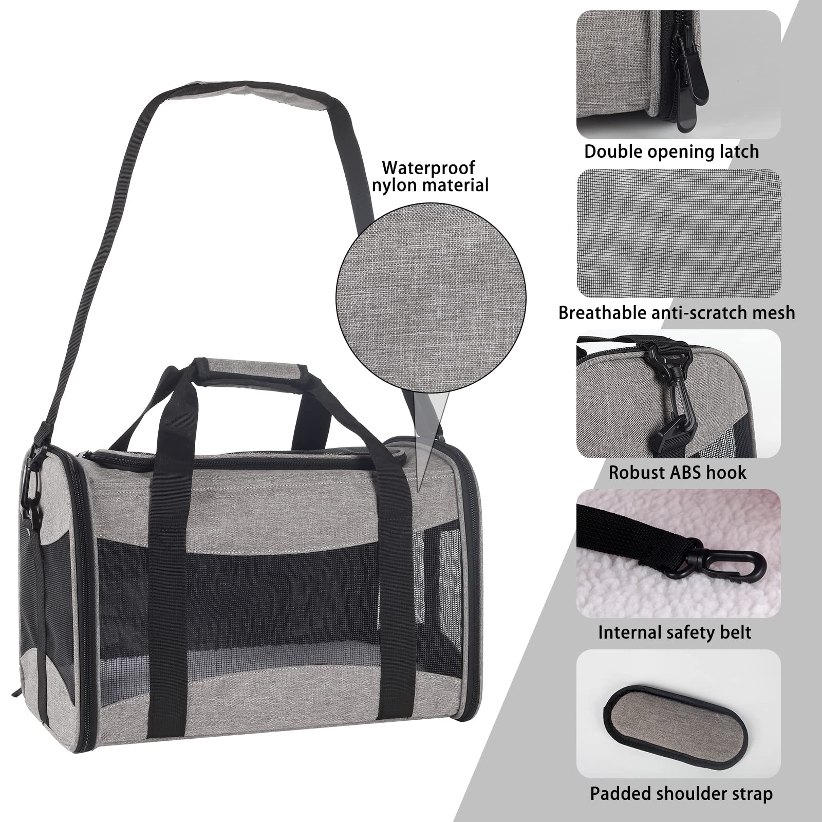 Cat Carrying Case Pet Dog Carrier Soft-Sided Cat Bag Airline Approved, Pet Travel Carrier Up to 15 Lbs, Collapsible Cats Carrier Dog Carrier for Medium Small Cats Dogs(17x11x11 Green)