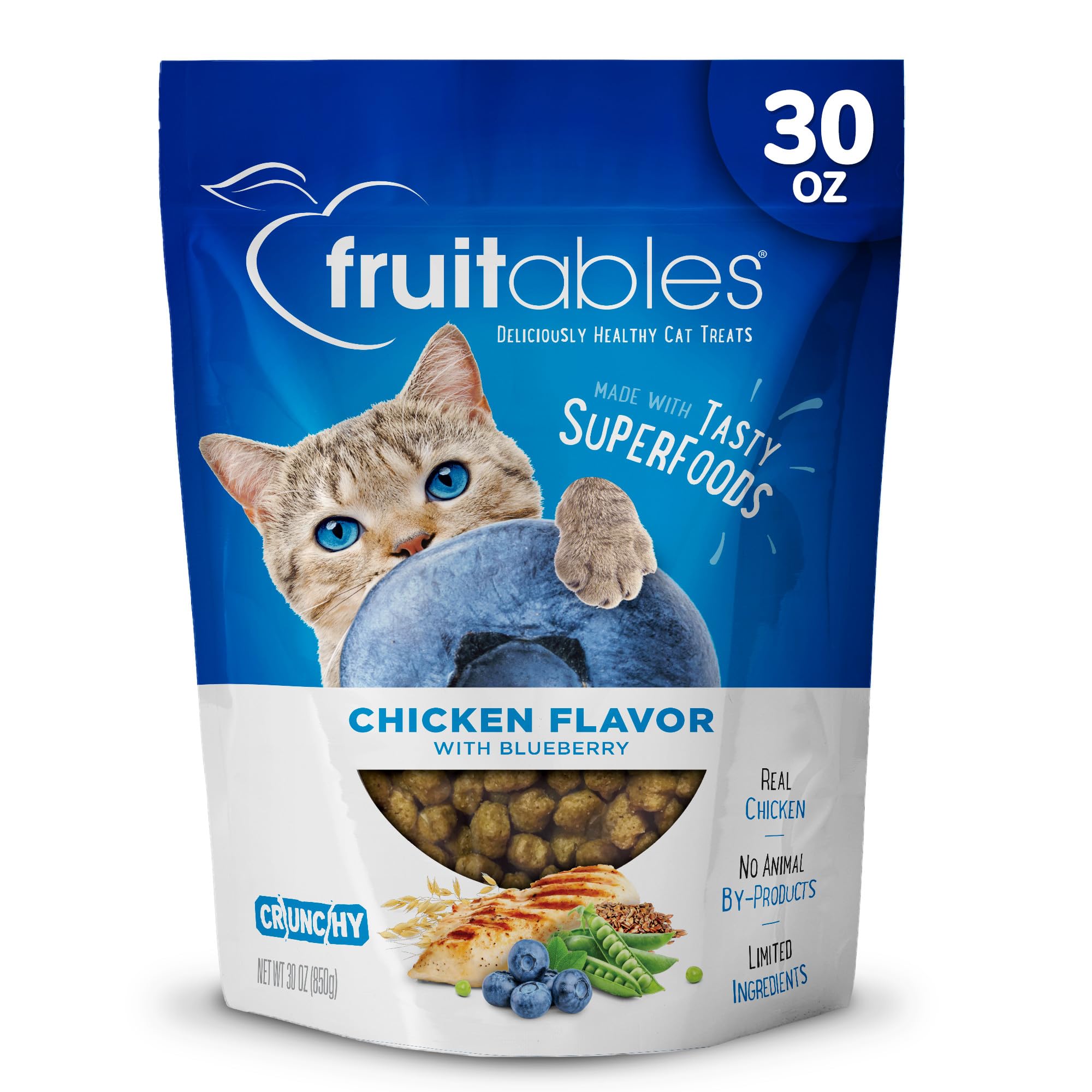 Fruitables Cat Treats, Healthy Treats For Cats, Low Calorie and Packed with Protein, Crunchy Biscuits, No Wheat, Corn or Soy, Made with Real Salmon and Cranberry, 2.5oz