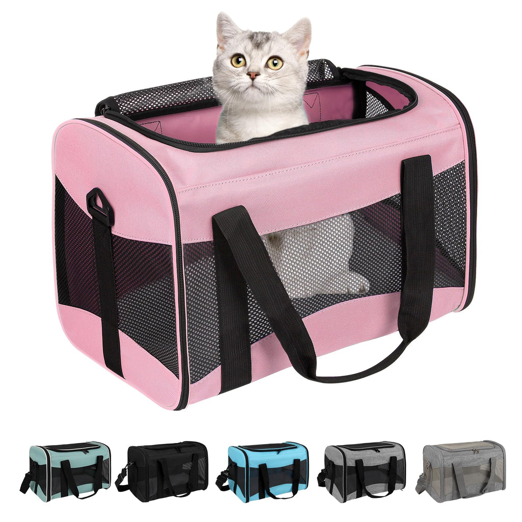 Cat Carrying Case Pet Dog Carrier Soft-Sided Cat Bag Airline Approved, Pet Travel Carrier Up to 15 Lbs, Collapsible Cats Carrier Dog Carrier for Medium Small Cats Dogs(17x11x11 Green)