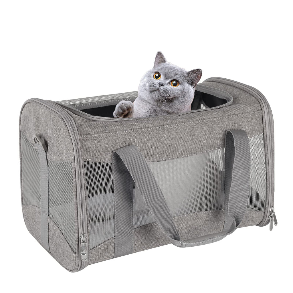Cat Carrying Case Pet Dog Carrier Soft-Sided Cat Bag Airline Approved, Pet Travel Carrier Up to 15 Lbs, Collapsible Cats Carrier Dog Carrier for Medium Small Cats Dogs(17x11x11 Green)