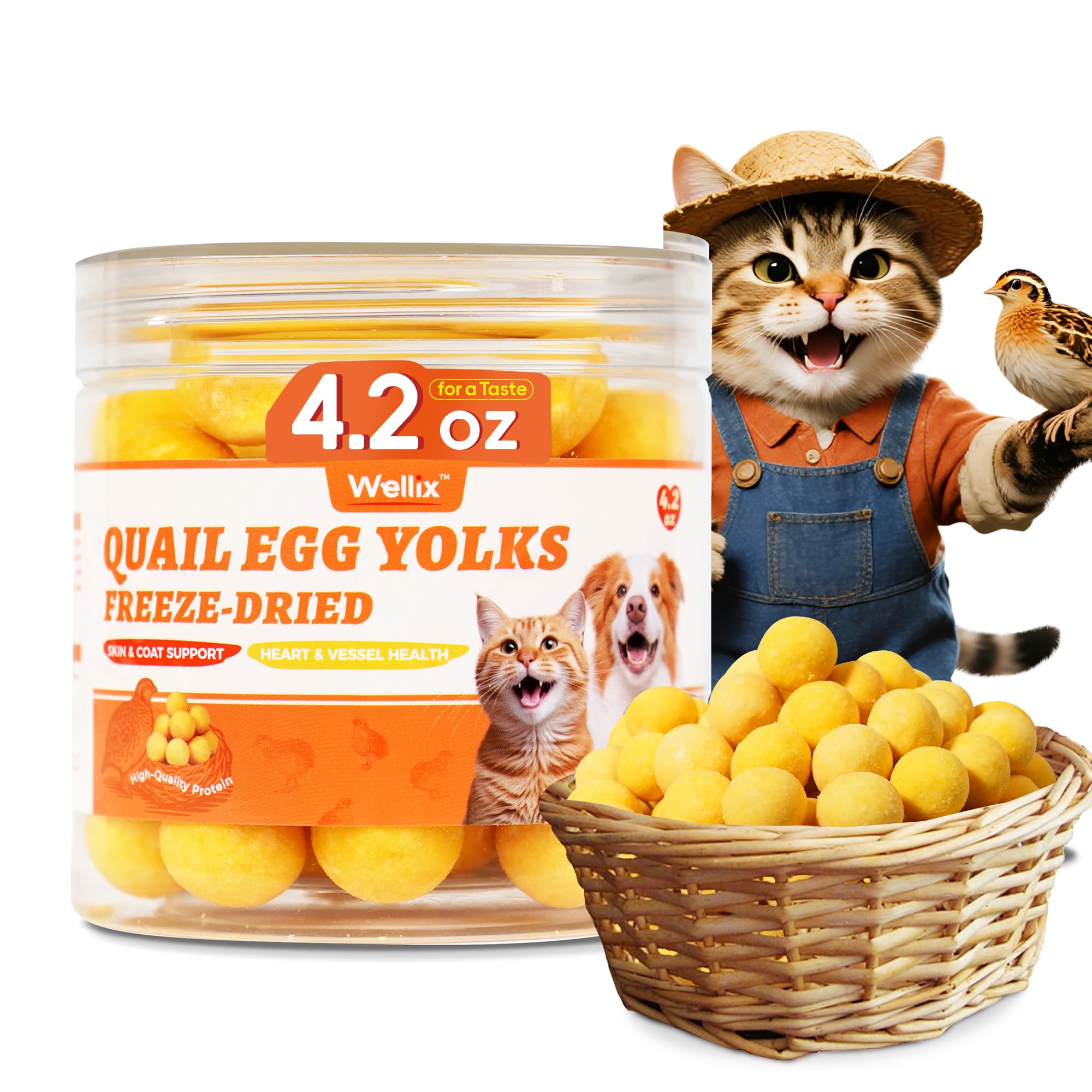 Wellix Freeze-Dried Treats for Dogs and Cats - Cat Grass, Dragon Fruit, Goat Milk Flavor 21pcs, Lollipop Healthy Cat Treats, Chicken Recipe Cat Treats, Low Calorie Training Treats