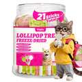 Wellix Freeze-Dried Treats for Dogs and Cats - Cat Grass, Dragon Fruit, Goat Milk Flavor 21pcs, Lollipop Healthy Cat Treats, Chicken Recipe Cat Treats, Low Calorie Training Treats