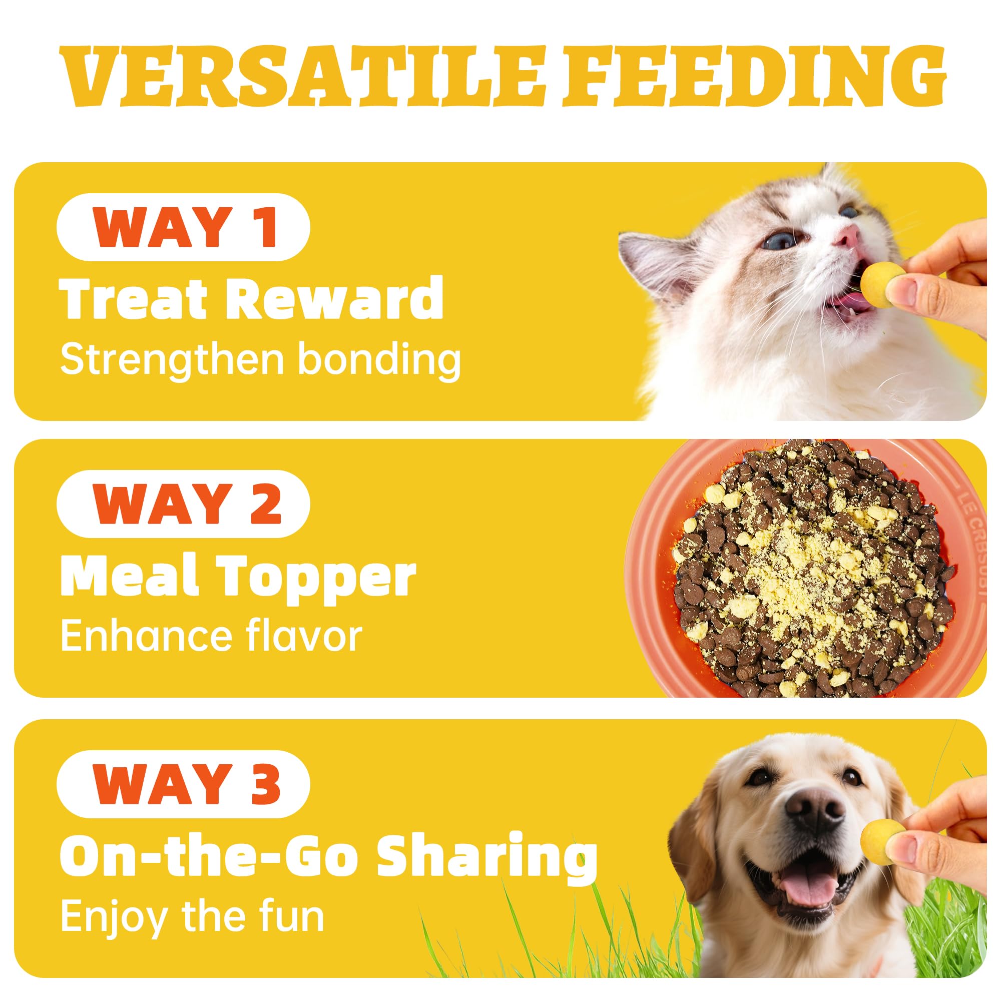 Wellix Freeze-Dried Treats for Dogs and Cats - Cat Grass, Dragon Fruit, Goat Milk Flavor 21pcs, Lollipop Healthy Cat Treats, Chicken Recipe Cat Treats, Low Calorie Training Treats