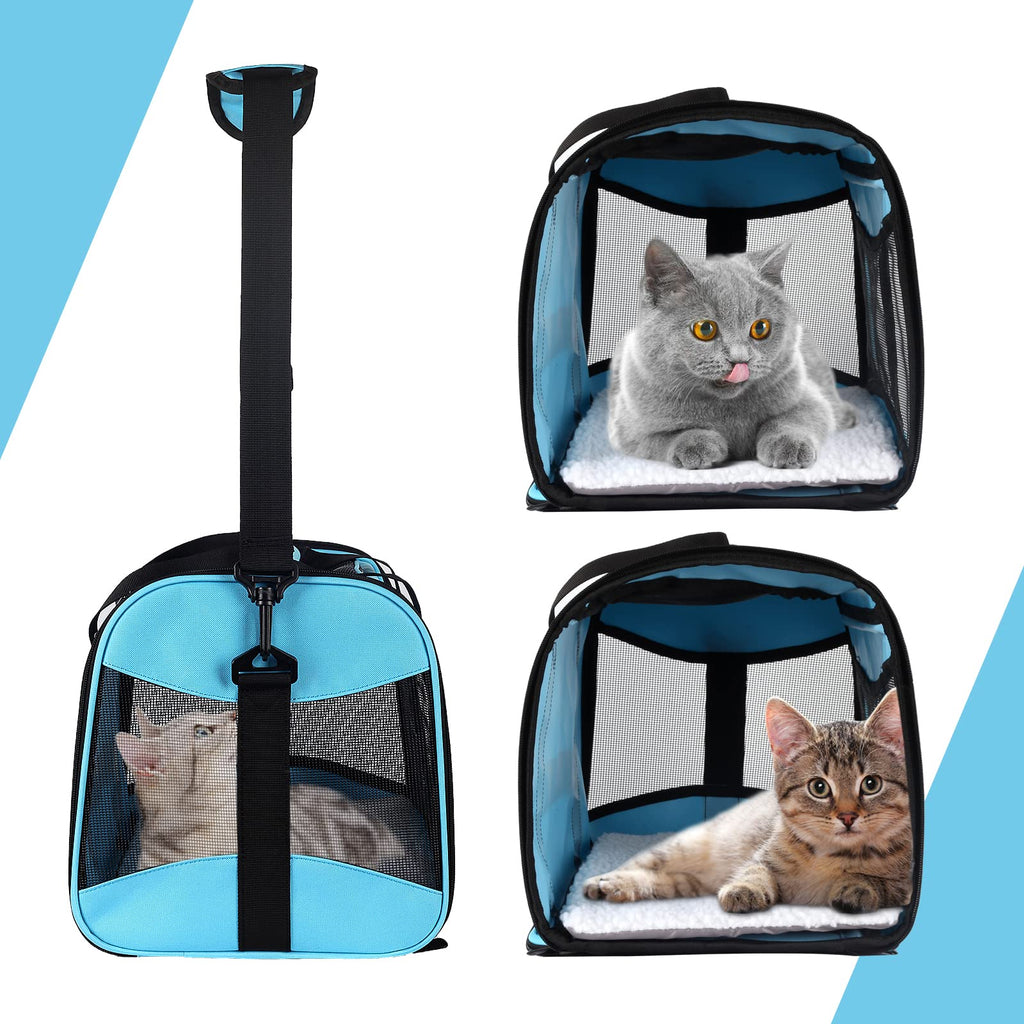 Cat Carrying Case Pet Dog Carrier Soft-Sided Cat Bag Airline Approved, Pet Travel Carrier Up to 15 Lbs, Collapsible Cats Carrier Dog Carrier for Medium Small Cats Dogs(17x11x11 Green)
