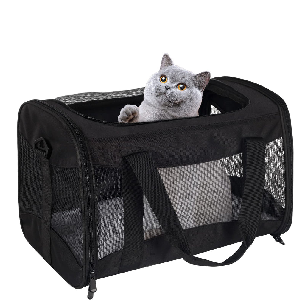 Cat Carrying Case Pet Dog Carrier Soft-Sided Cat Bag Airline Approved, Pet Travel Carrier Up to 15 Lbs, Collapsible Cats Carrier Dog Carrier for Medium Small Cats Dogs(17x11x11 Green)