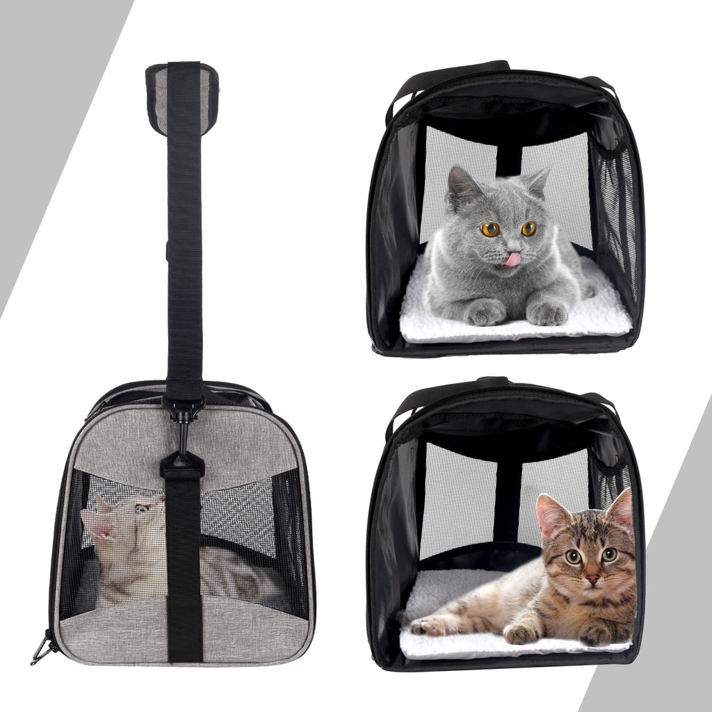 Cat Carrying Case Pet Dog Carrier Soft-Sided Cat Bag Airline Approved, Pet Travel Carrier Up to 15 Lbs, Collapsible Cats Carrier Dog Carrier for Medium Small Cats Dogs(17x11x11 Green)