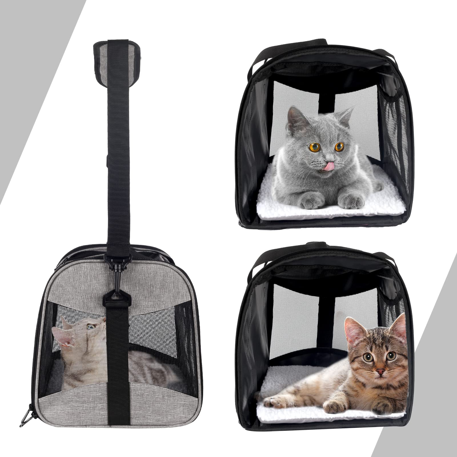 Cat Carrying Case Pet Dog Carrier Soft-Sided Cat Bag Airline Approved, Pet Travel Carrier Up to 15 Lbs, Collapsible Cats Carrier Dog Carrier for Medium Small Cats Dogs(17x11x11 Green)