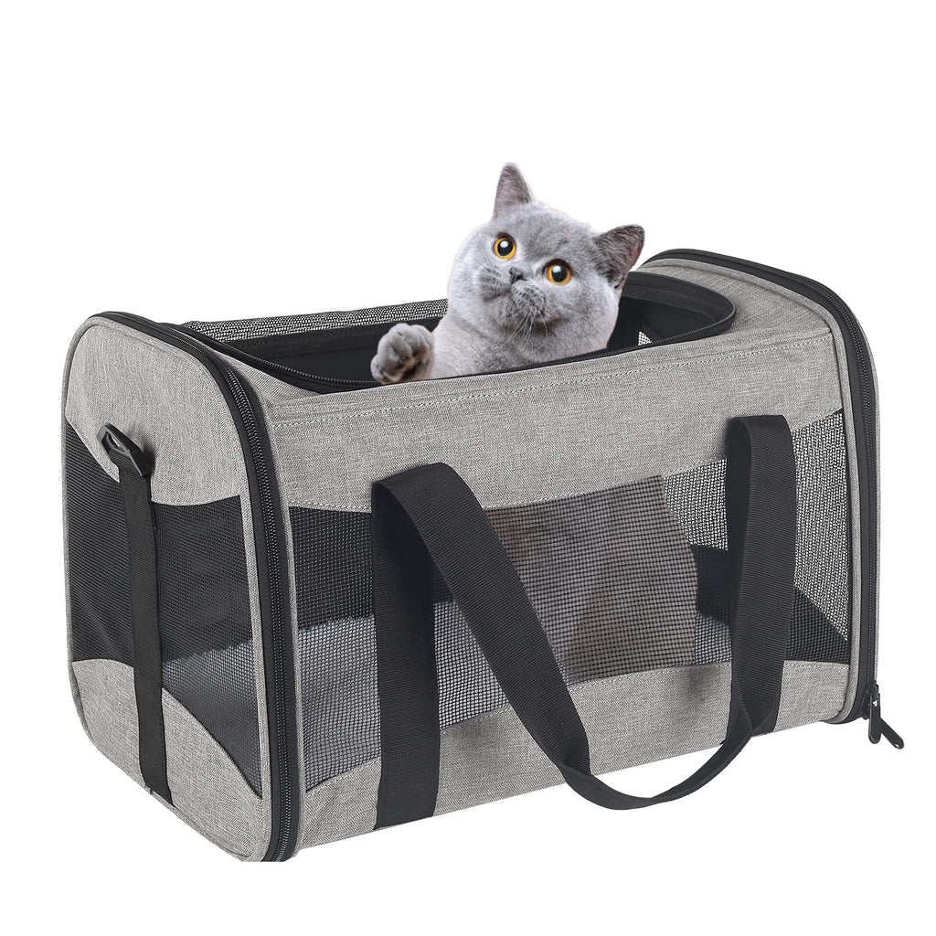 Cat Carrying Case Pet Dog Carrier Soft-Sided Cat Bag Airline Approved, Pet Travel Carrier Up to 15 Lbs, Collapsible Cats Carrier Dog Carrier for Medium Small Cats Dogs(17x11x11 Green)