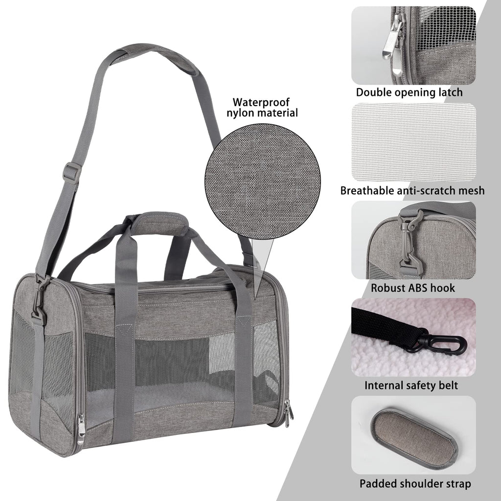 Cat Carrying Case Pet Dog Carrier Soft-Sided Cat Bag Airline Approved, Pet Travel Carrier Up to 15 Lbs, Collapsible Cats Carrier Dog Carrier for Medium Small Cats Dogs(17x11x11 Green)