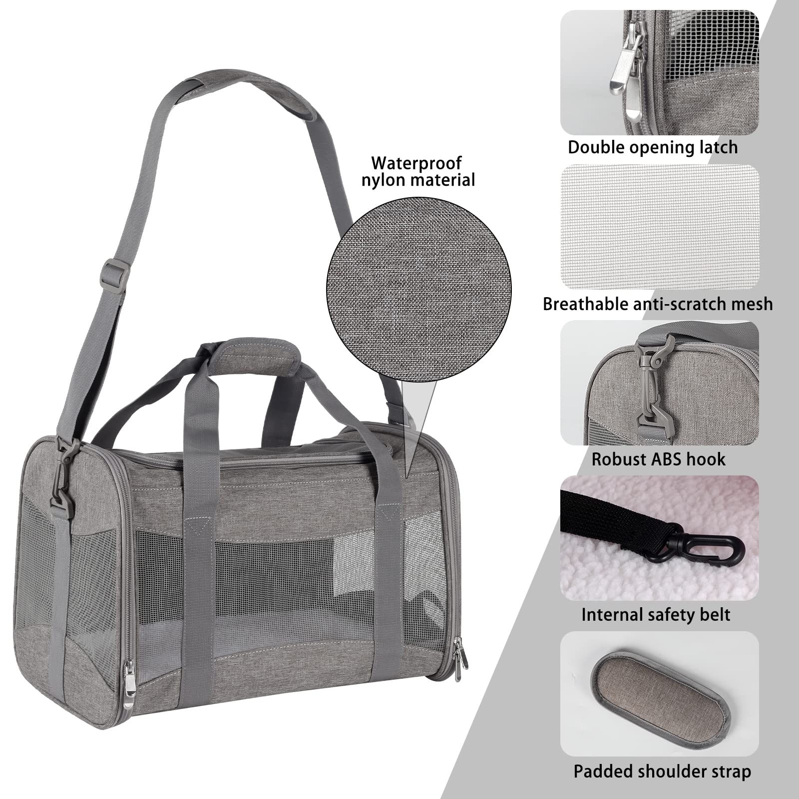 Cat Carrying Case Pet Dog Carrier Soft-Sided Cat Bag Airline Approved, Pet Travel Carrier Up to 15 Lbs, Collapsible Cats Carrier Dog Carrier for Medium Small Cats Dogs(17x11x11 Green)