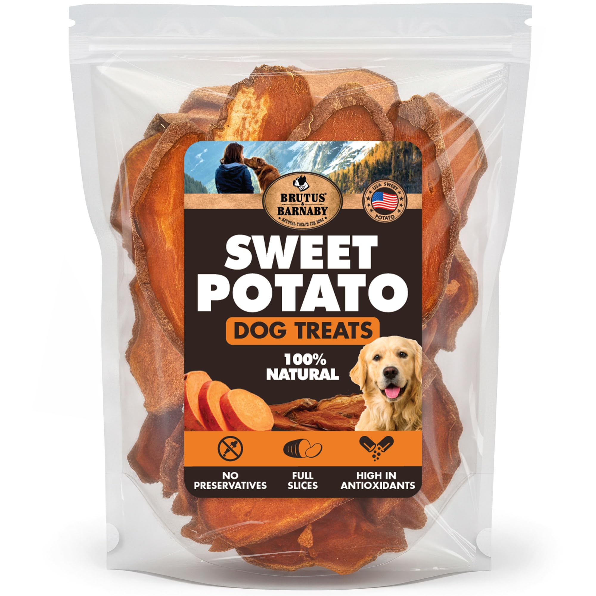BRUTUS & BARNABY Sweet Potato Dog Treats – Support Sensitive Stomachs with USA-Grown, Hypoallergenic Treats that Smell as Good as They Taste