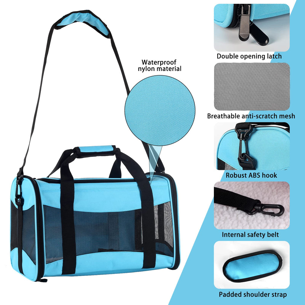 Cat Carrying Case Pet Dog Carrier Soft-Sided Cat Bag Airline Approved, Pet Travel Carrier Up to 15 Lbs, Collapsible Cats Carrier Dog Carrier for Medium Small Cats Dogs(17x11x11 Green)