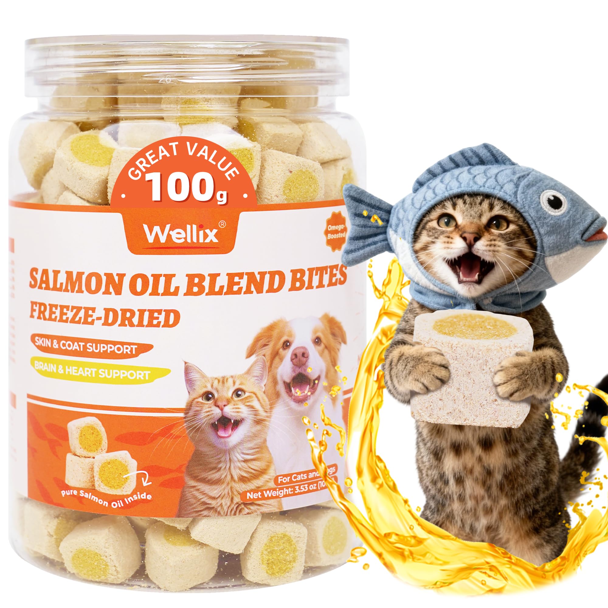 Wellix Freeze-Dried Treats for Dogs and Cats - Cat Grass, Dragon Fruit, Goat Milk Flavor 21pcs, Lollipop Healthy Cat Treats, Chicken Recipe Cat Treats, Low Calorie Training Treats