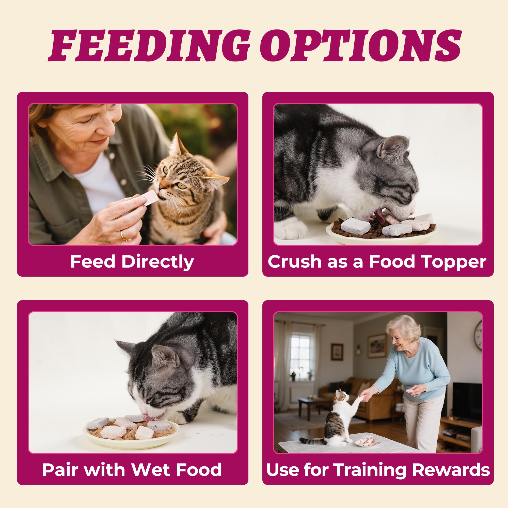 Wellix Freeze-Dried Treats for Dogs and Cats - Cat Grass, Dragon Fruit, Goat Milk Flavor 21pcs, Lollipop Healthy Cat Treats, Chicken Recipe Cat Treats, Low Calorie Training Treats
