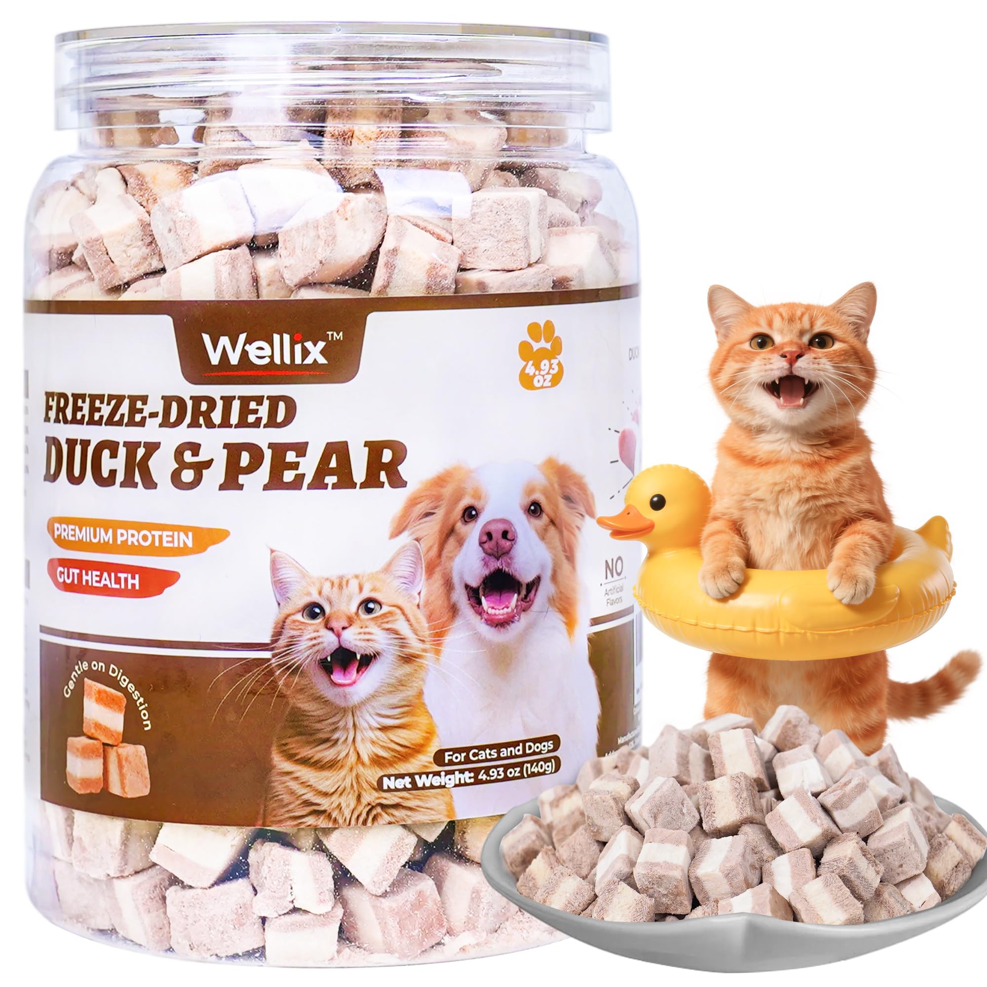 Wellix Freeze-Dried Treats for Dogs and Cats - Cat Grass, Dragon Fruit, Goat Milk Flavor 21pcs, Lollipop Healthy Cat Treats, Chicken Recipe Cat Treats, Low Calorie Training Treats